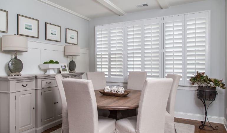  Plantation shutters in a Salt Lake City dining room.